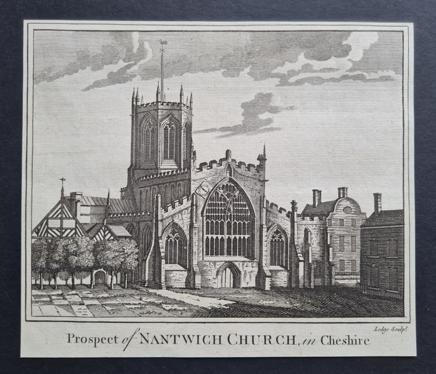 Antique 1786 print – St Mary’s Church in Nantwich – Cheshire – Copper Engraving