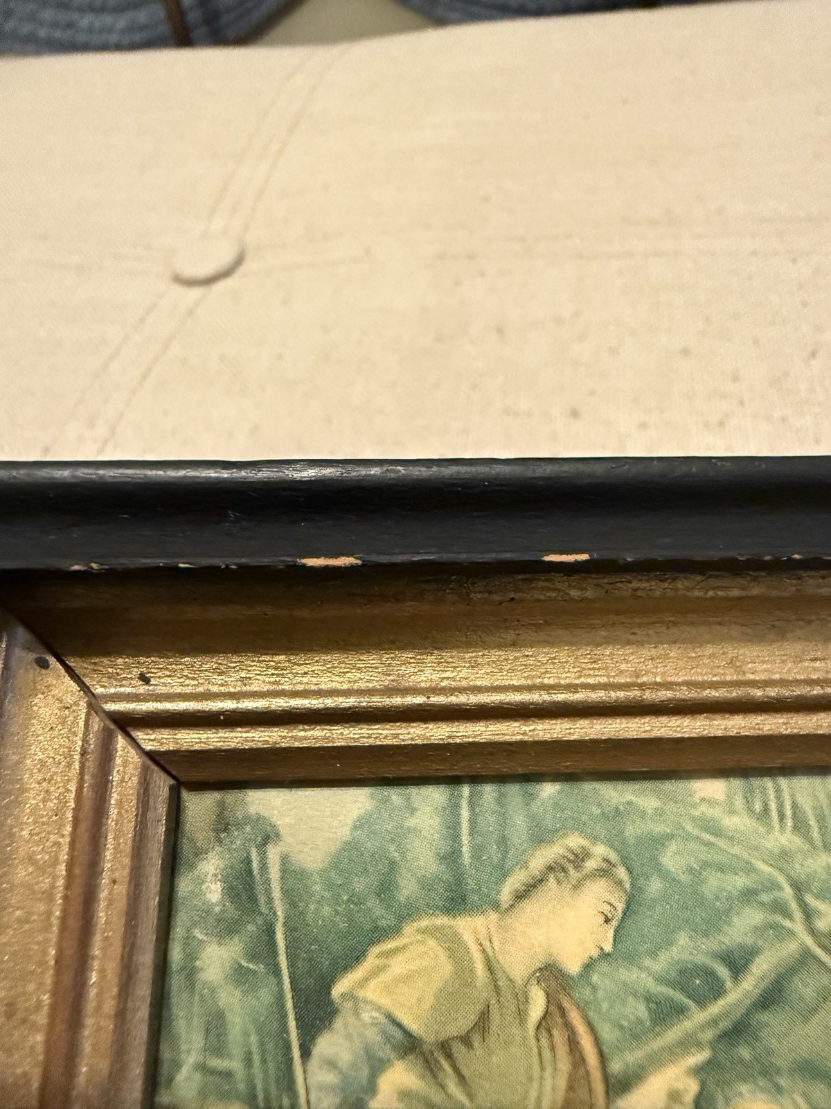 Vintage Small Framed Renaissance Romance Scene Style Art No Glass 5.25”x4.25”