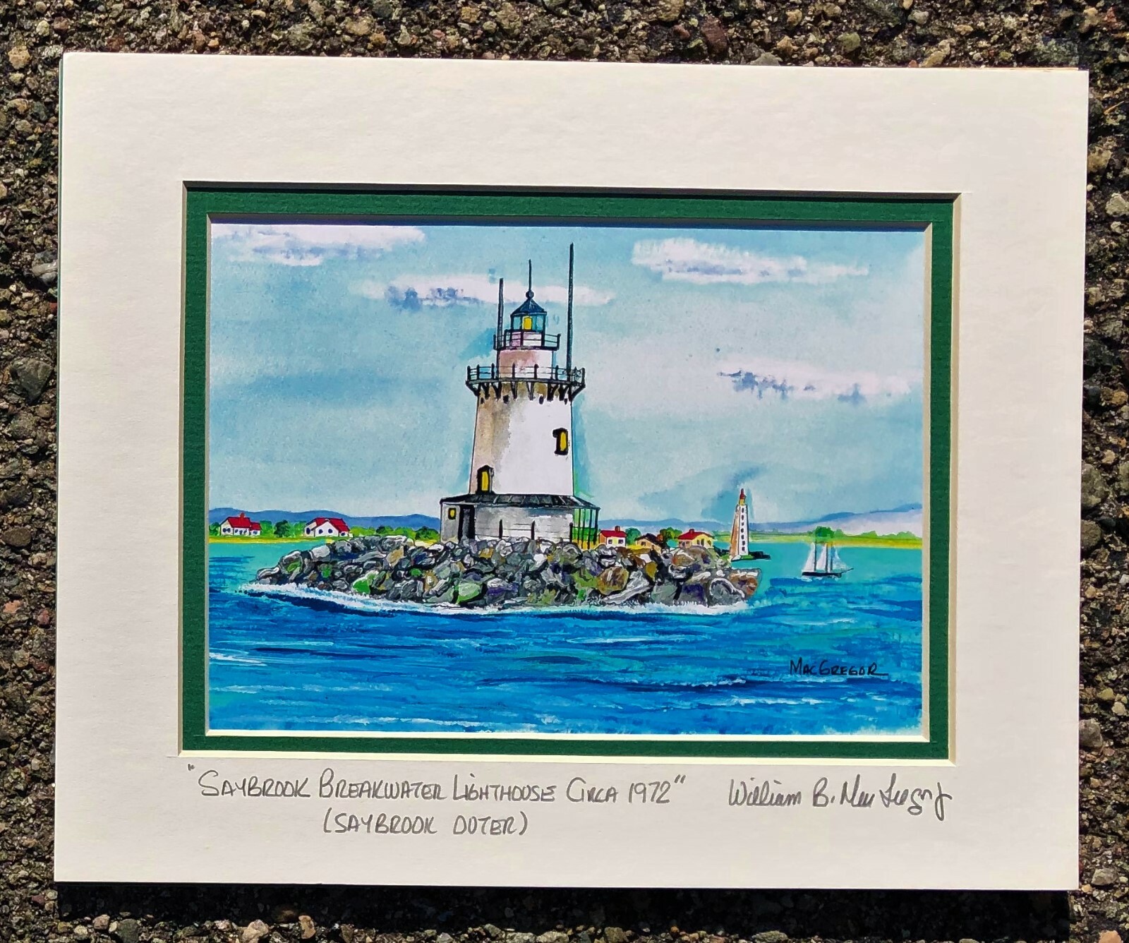 Saybrook Breakwater Lighthouse art print Lynde Point Connecticut River Old CT