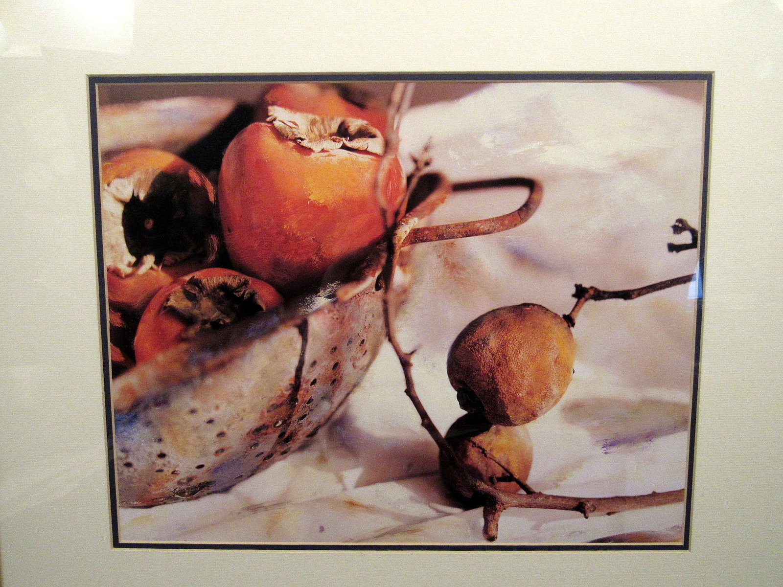 Artist Deborah Roundtree Framed Print PERSIMMONS Still Life art photo Gold frame