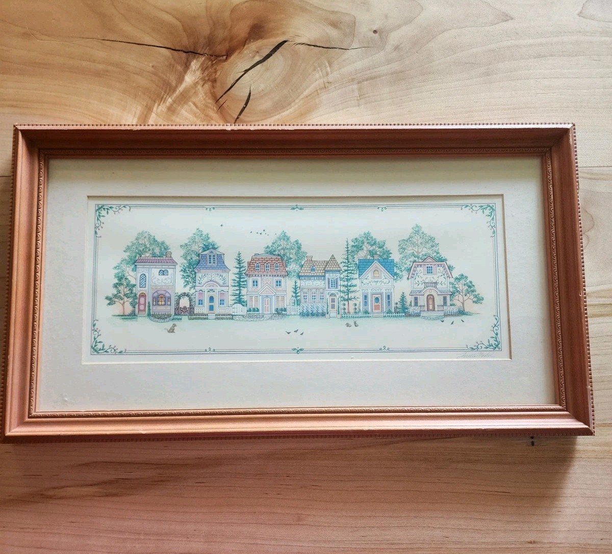 Vintage 1994 Lenox Village Print Framed Commemorative Edition 5th Anniversary
