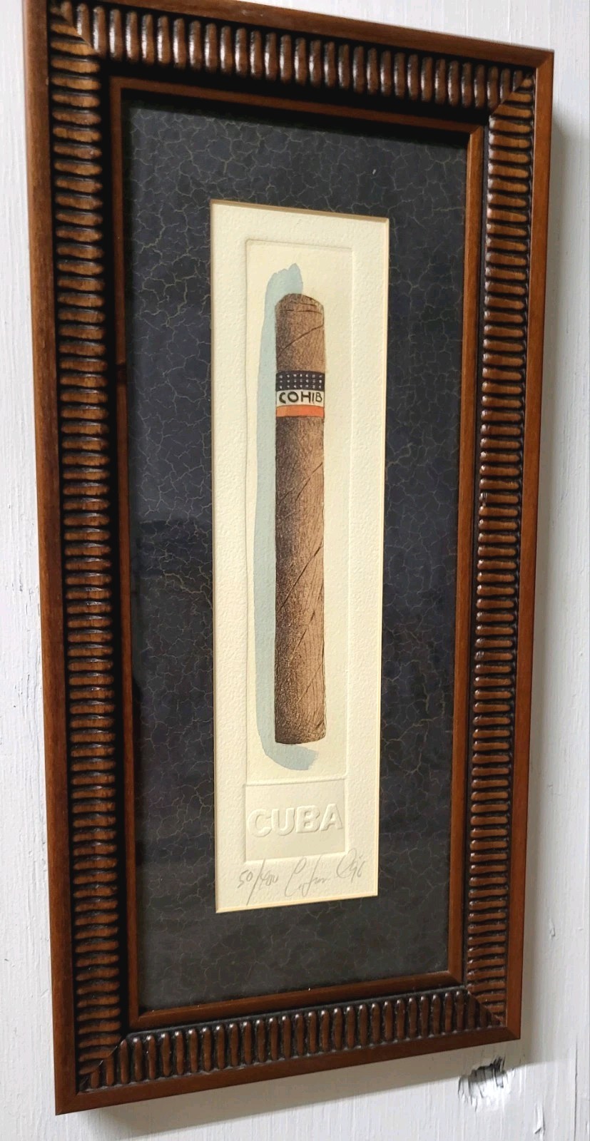 Charles Leonard Artist Cuban COHIB Cigar Signed 50/400 Framed Colored Etching