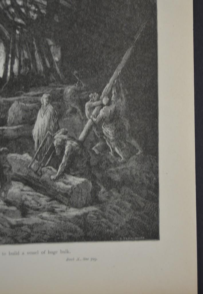 Antique Gustave Dore Religious Building the Ark Occult Printed 1880 History