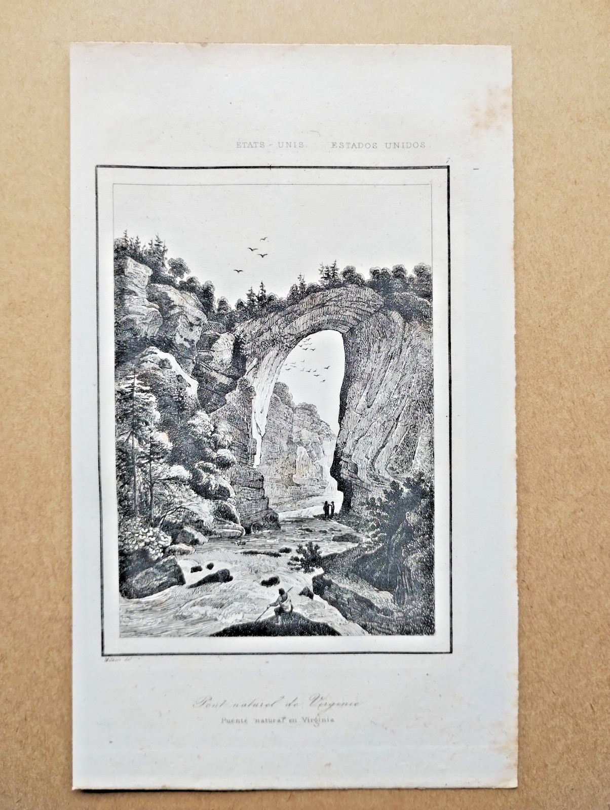 Natural Bridge State Park, Virginia – Antique Print – 1841