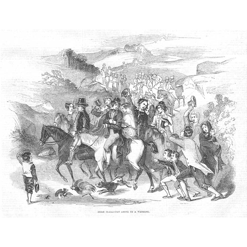 IRELAND Irish Peasantry Going to a Wedding – Antique Print 1844