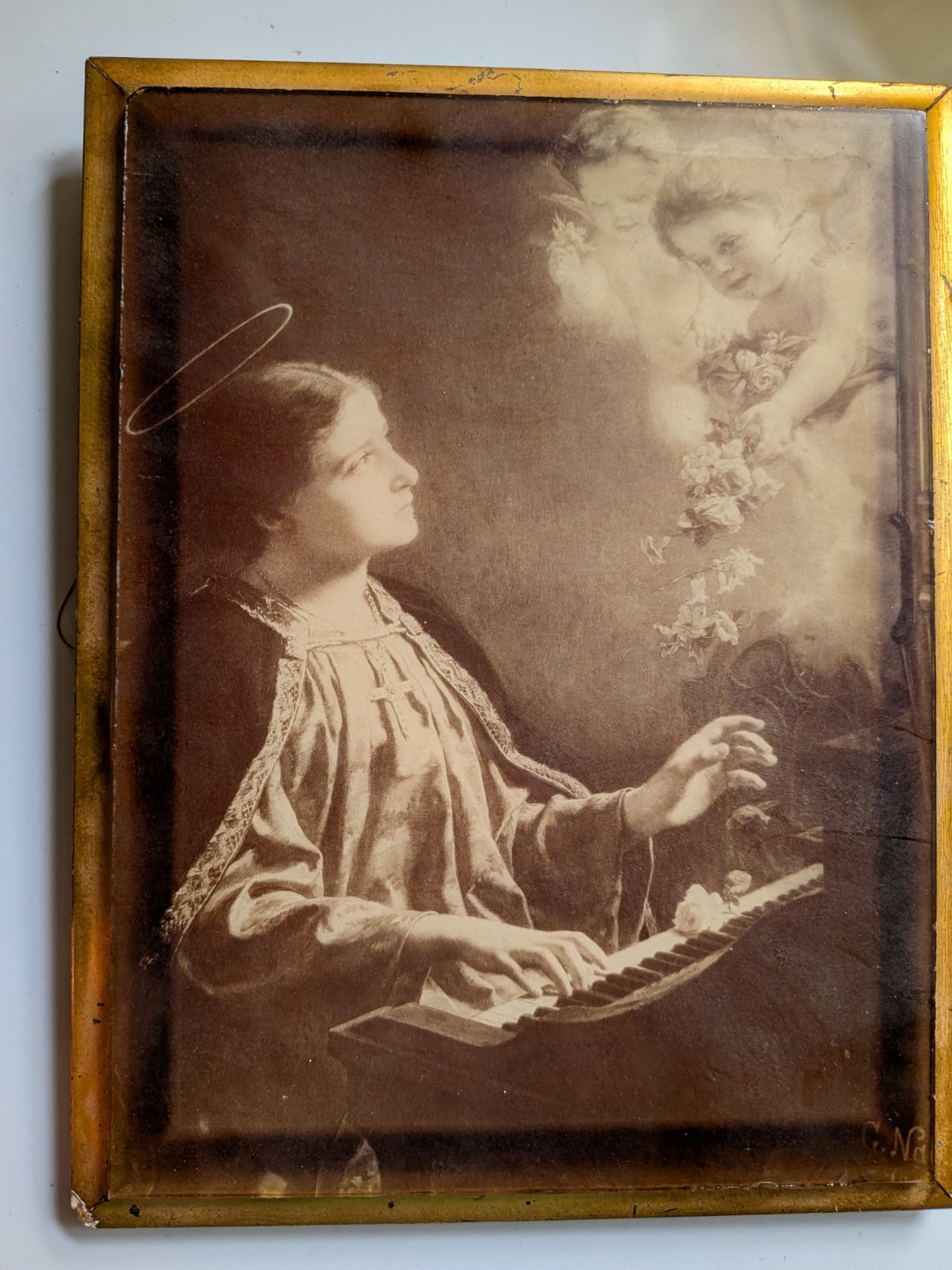 Antique Saint Cecilia Framed Print Gustav Naujok 1897