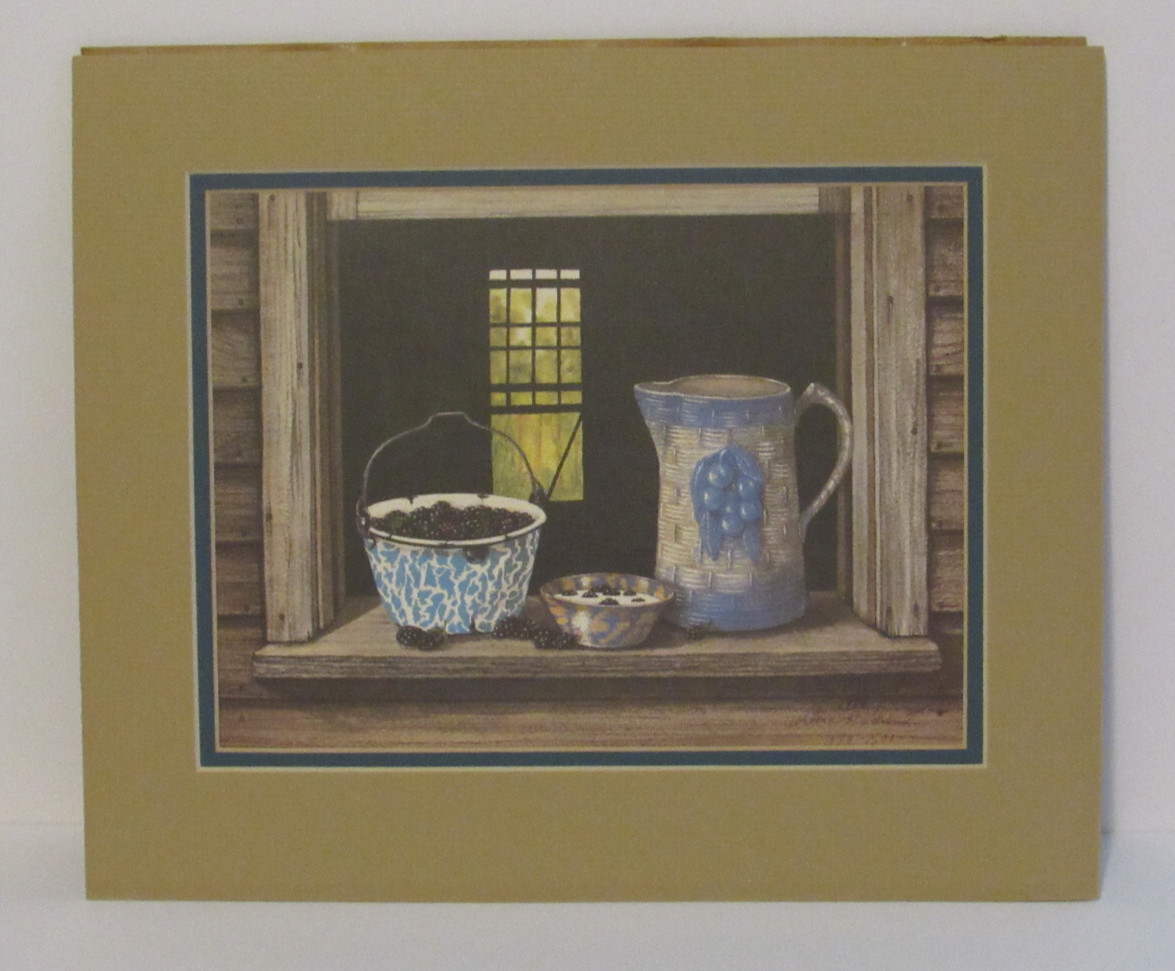 Blackberries Print Signed Wilma Vincent Numbered 354/1500 Unframed Matted 13×11