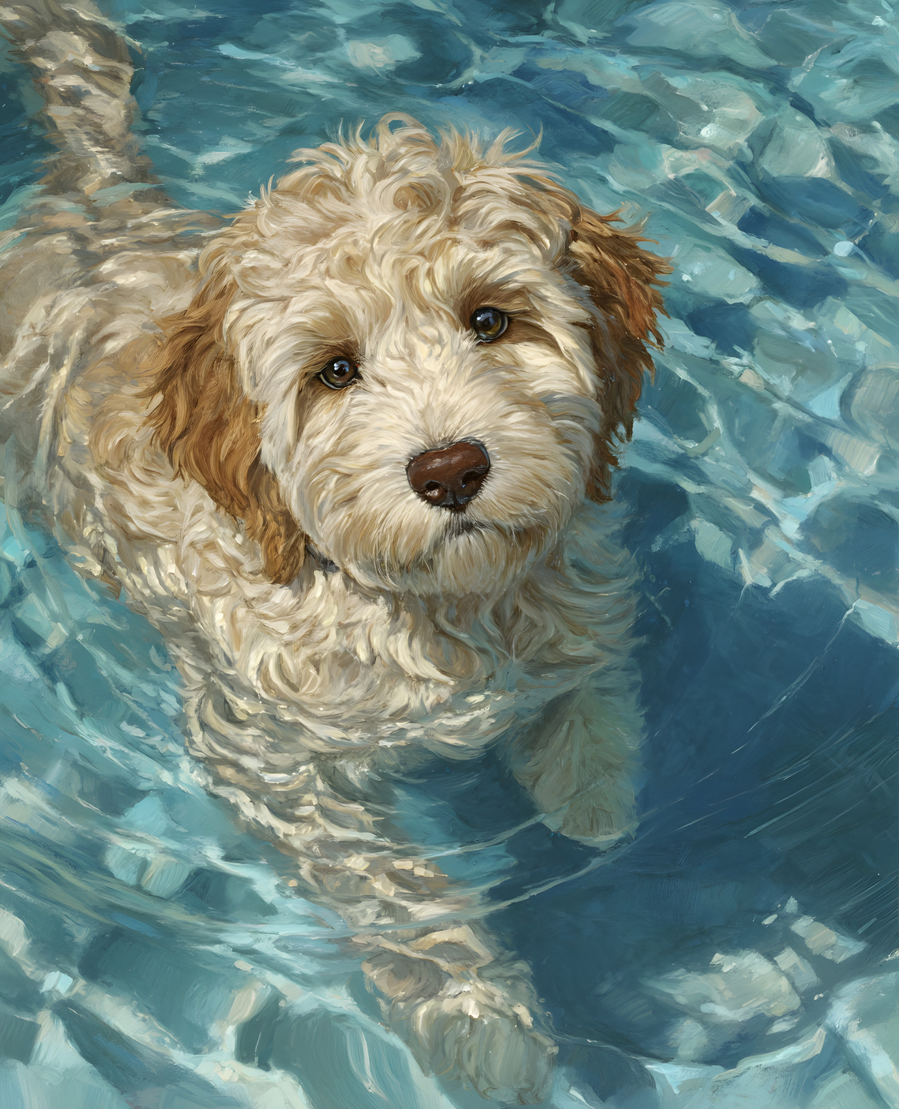 8×10 Dog Swimming in Pool Art Print – 539864914