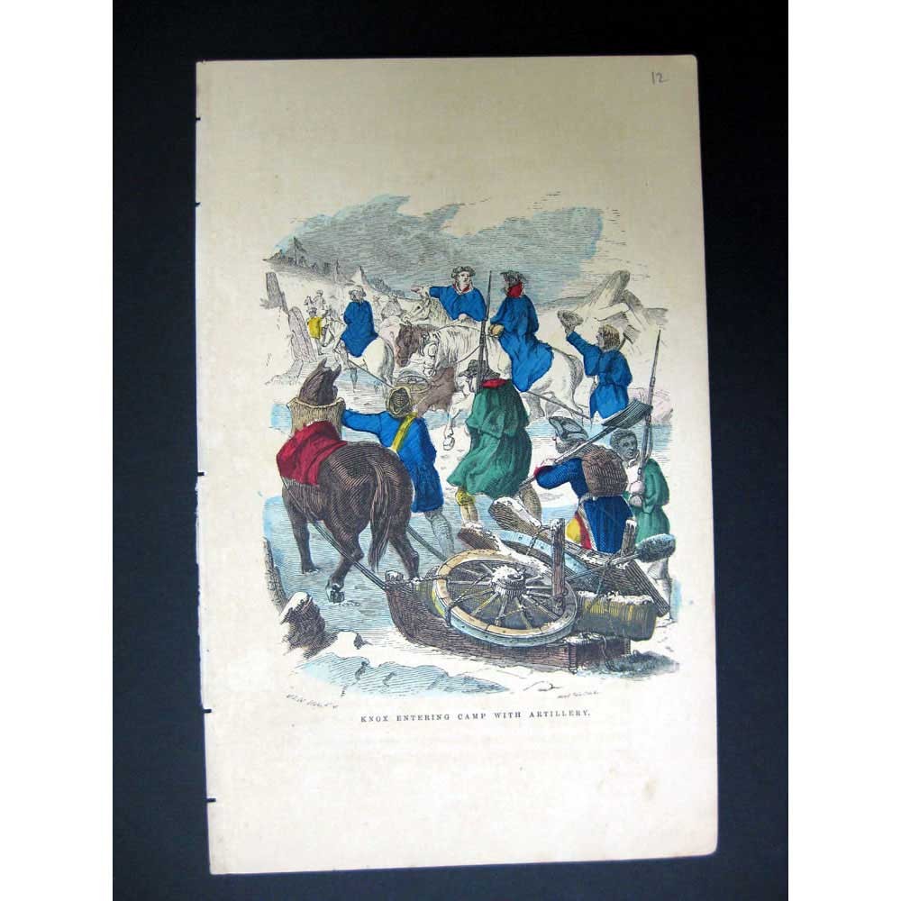 AMERICAN REVOLUTIONARY WAR Knox Entering Camp Coloured – Antique Print c1855