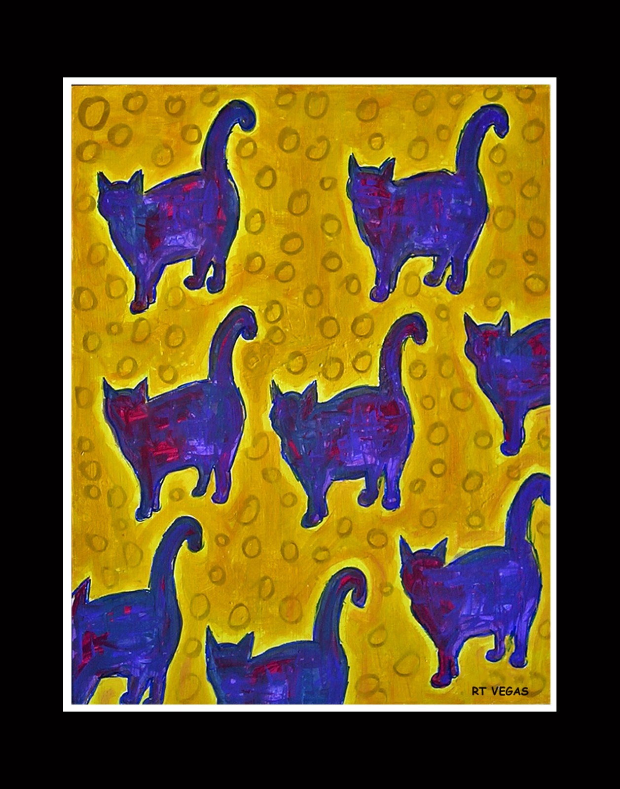 OCHO GATOS limited EDITION print RT VEGAS signed original folk lowbrow cat cats