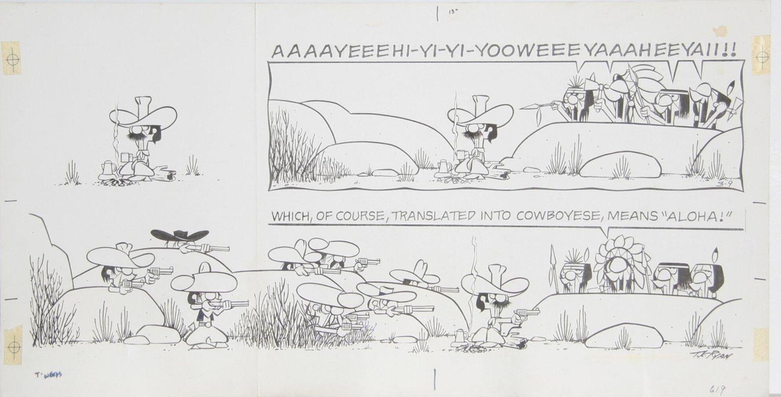 Tom K. Ryan, Tumbleweeds, Ink Drawing on Illustration Board