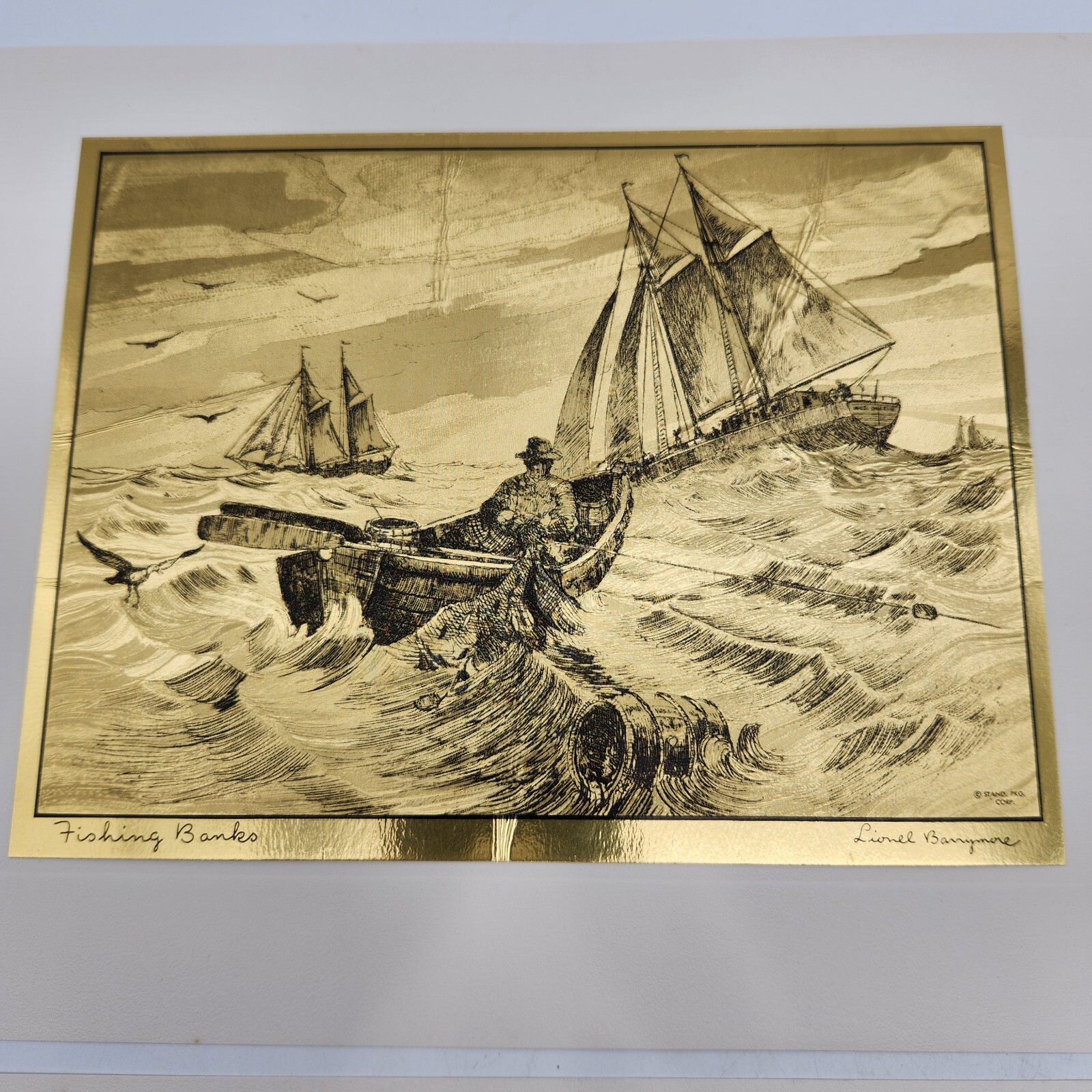 GOLD ETCH PRINTS LIONEL BARRYMORE Gallery Of Art Treasures Vintage Set Of 4