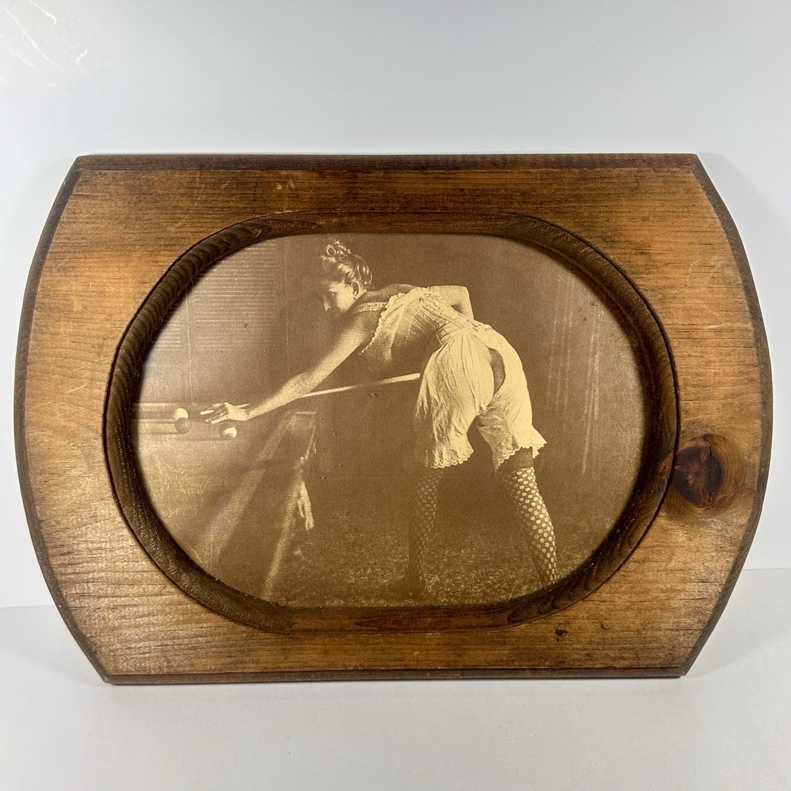Klondike Old West 1890s R Hendrickson Sepia Print Risque Play Pool Billiard VTG