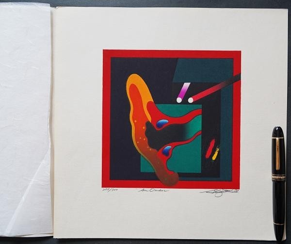 Akira Kurosaki ” An Omen ” 1973 Woodblock Print Autograph H 11.8 x W 11.8 in