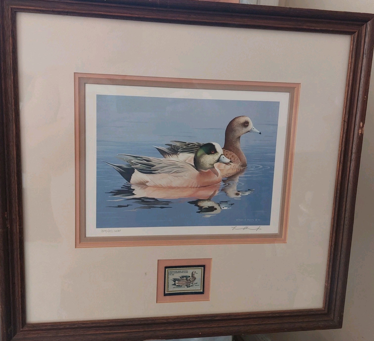 william morris print Limited Edition Signed Duck Print With Stamp Framed