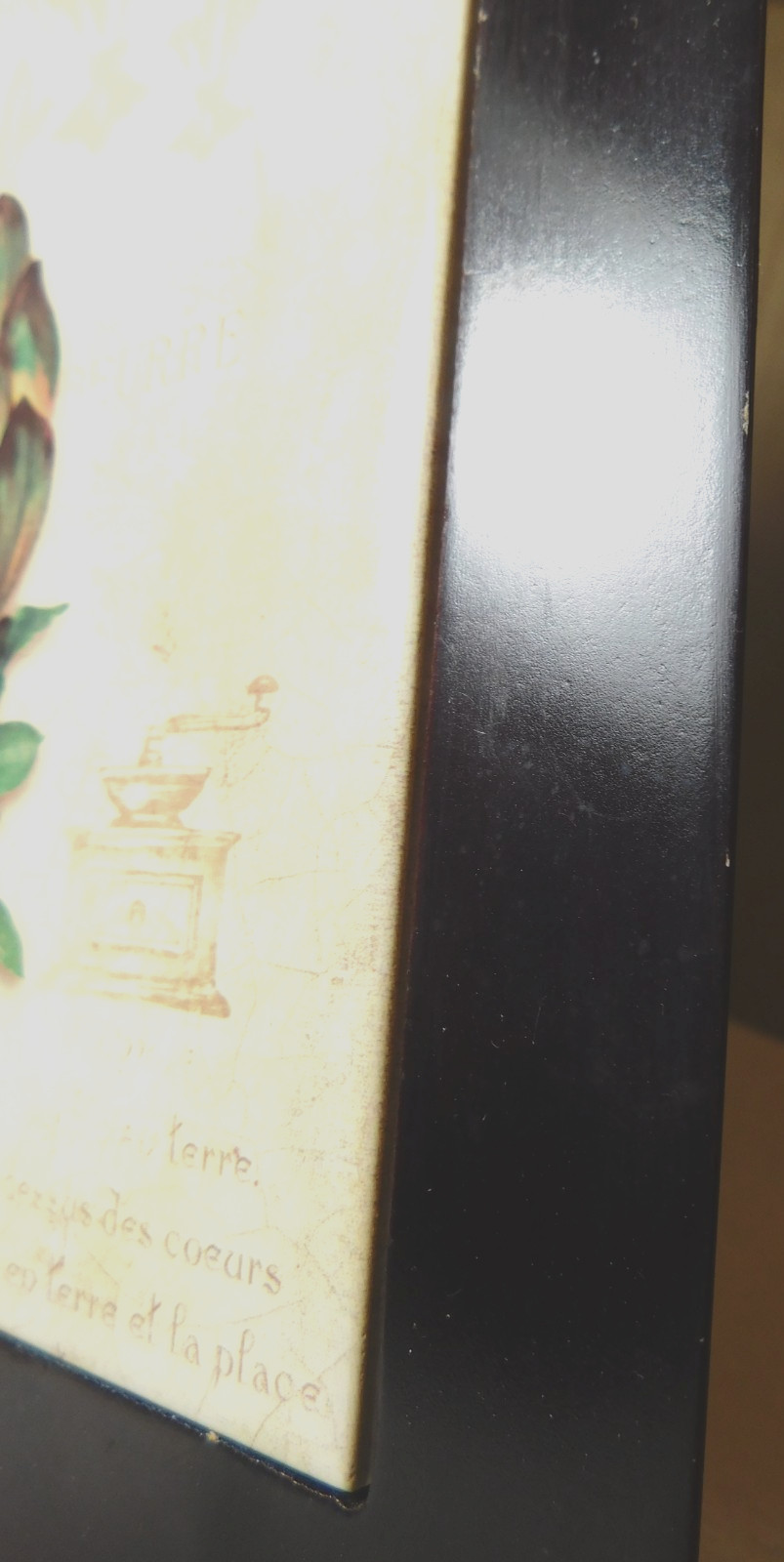 Unbranded~Framed Ceramic Plate/ Trivet Artichoke In Wood Frame Written In French