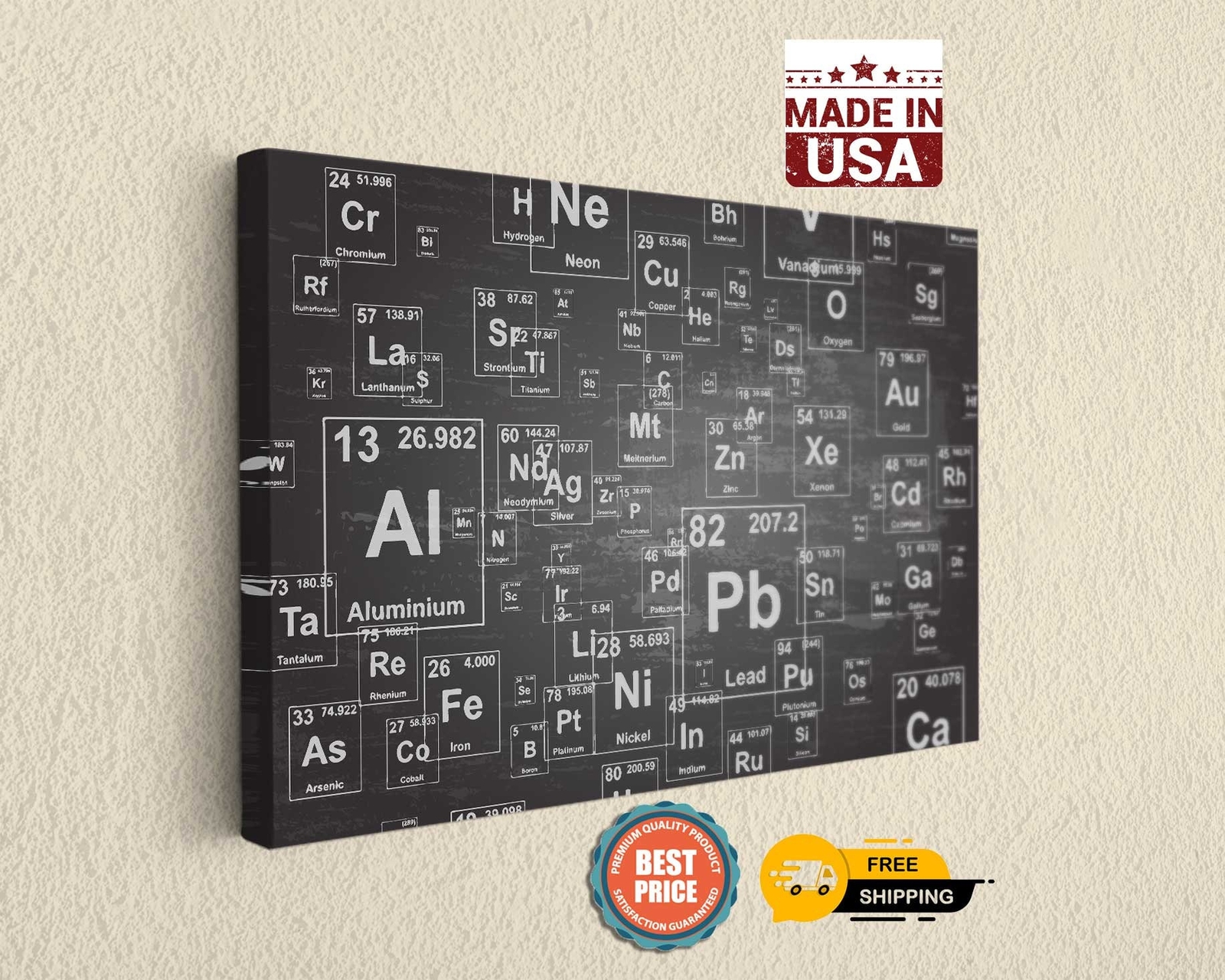 Periodic Table Elements on Canvas Art, Chemistry Canvas Printing