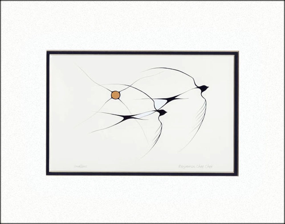 Swallows by Ojibway artist Benjamin Chee Chee – 11″ x 14″ Matted bird print