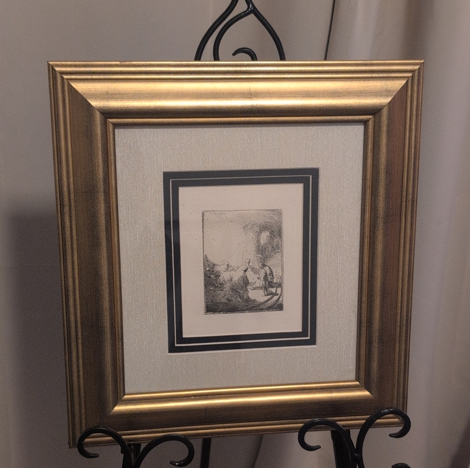 After Rembrandt Christ Disputing with the Doctors Etching 1880 Framed