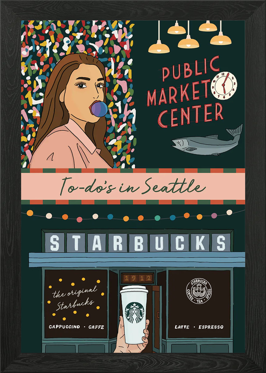 SEATTLE Framed Wall Art Poster Canvas Print Picture