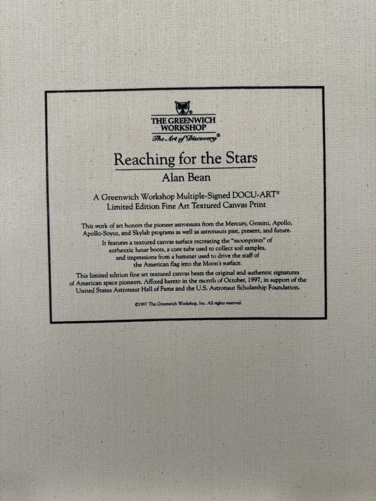 “REACHING FOR THE STARS.”, Alan Bean LIMITED EDITION Print 94/1500