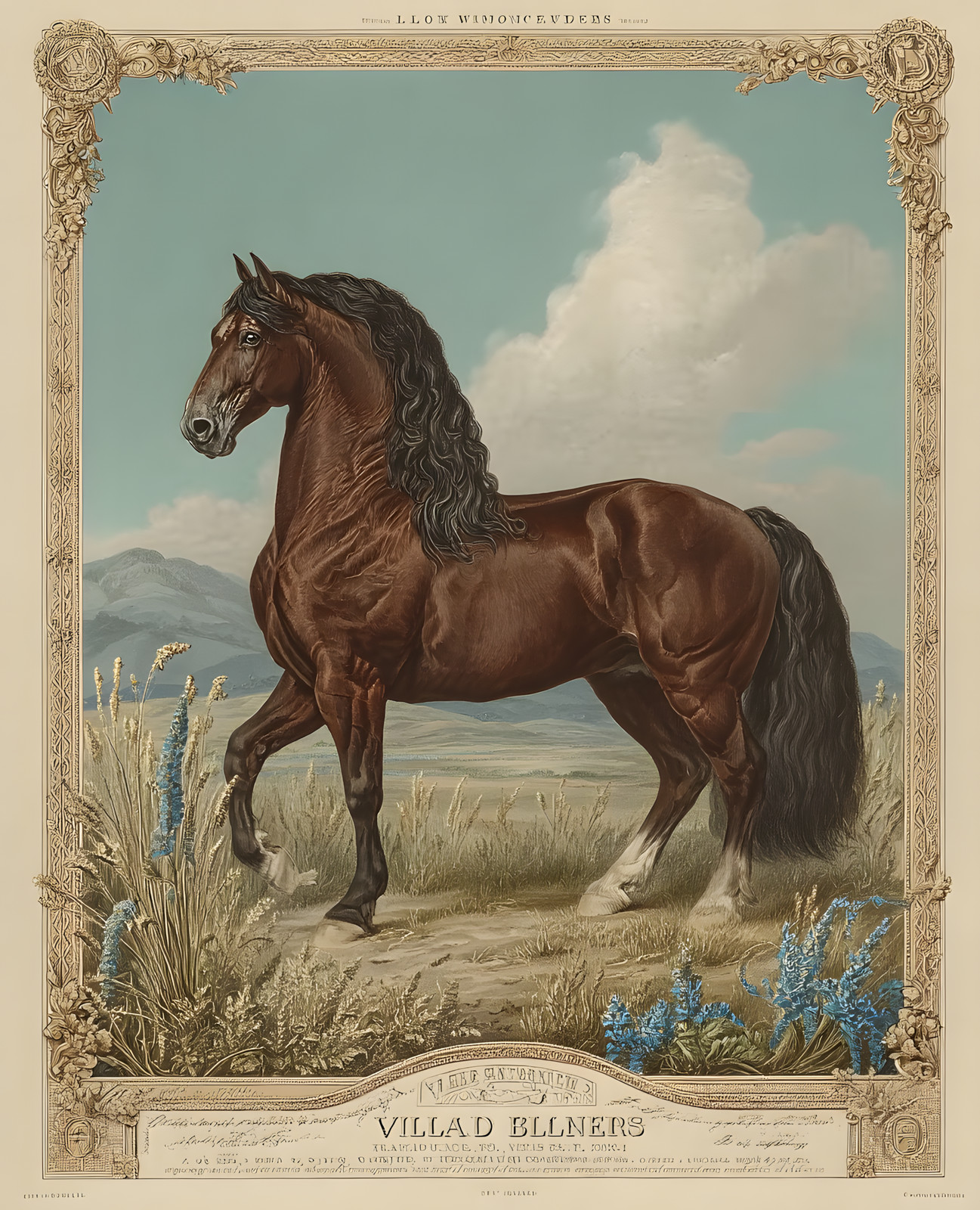 8×10 Brown Horse Prairie Art Print – 444094287
