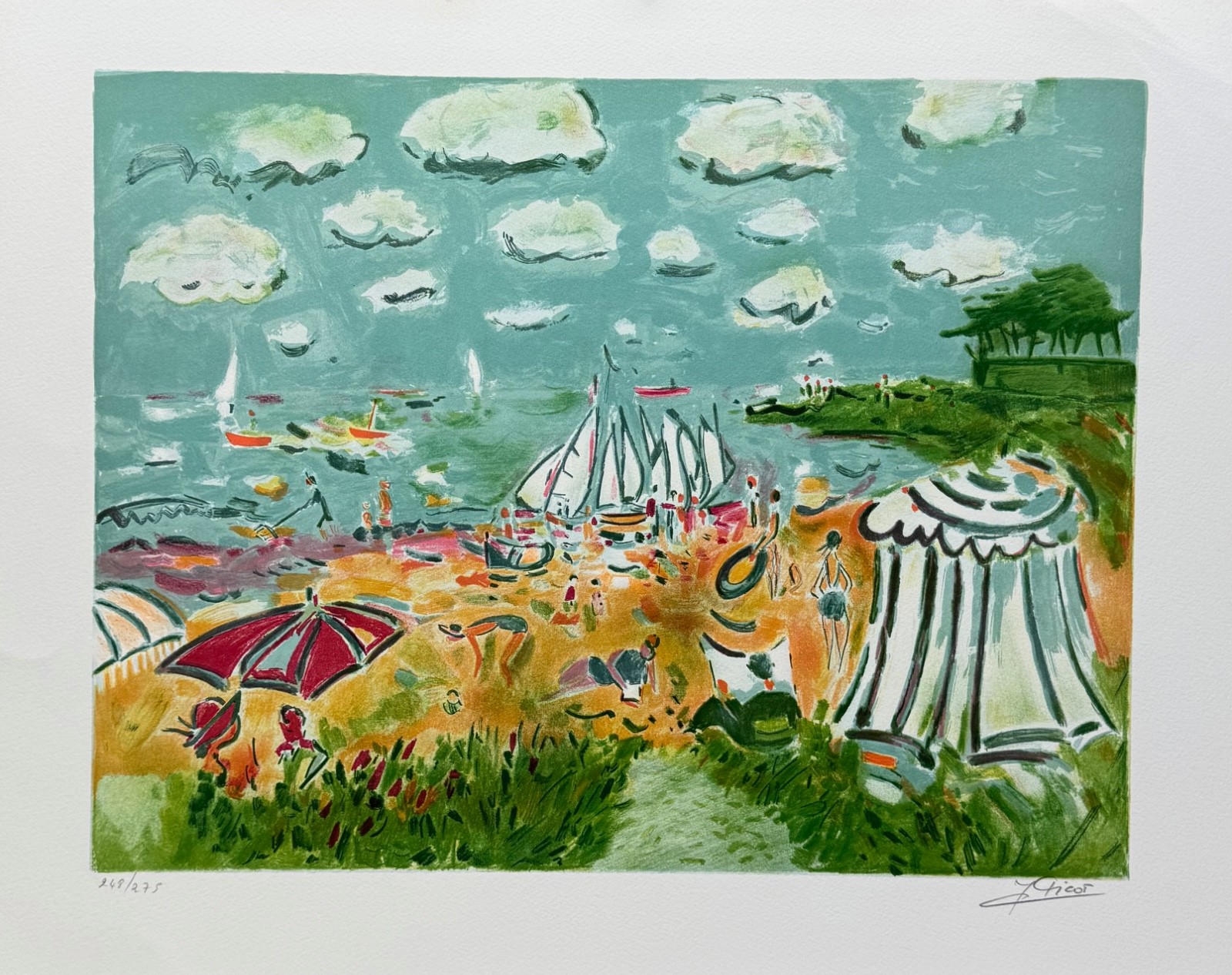Jean-Claude Picot PLAGE DE SUSEMIO Hand Signed Limited Edition Lithograph Art