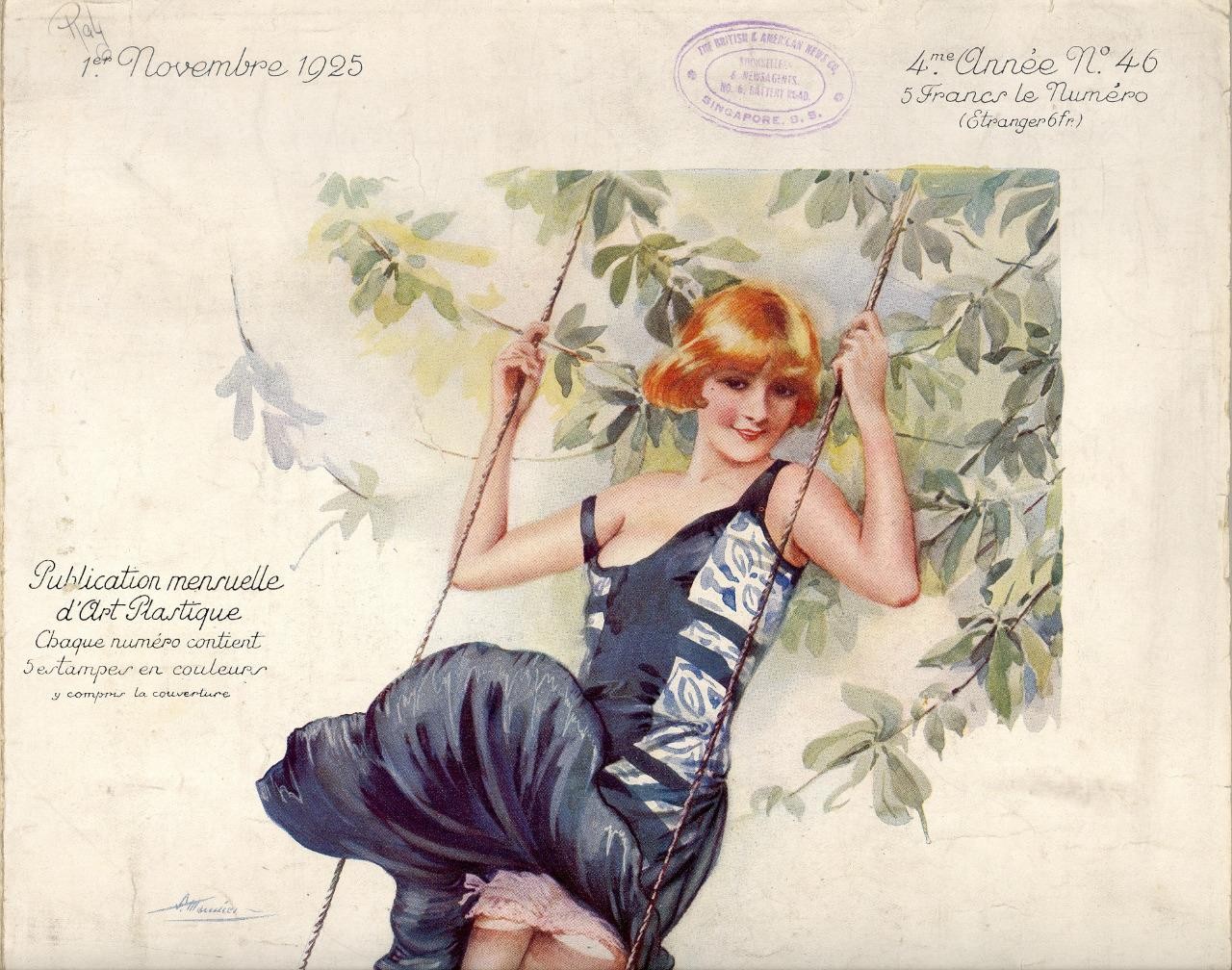 1925 ANTIQUE EROTIC ART DECO EROS LEO FONTAN BOUDOIR PIN-UP PRINT VG