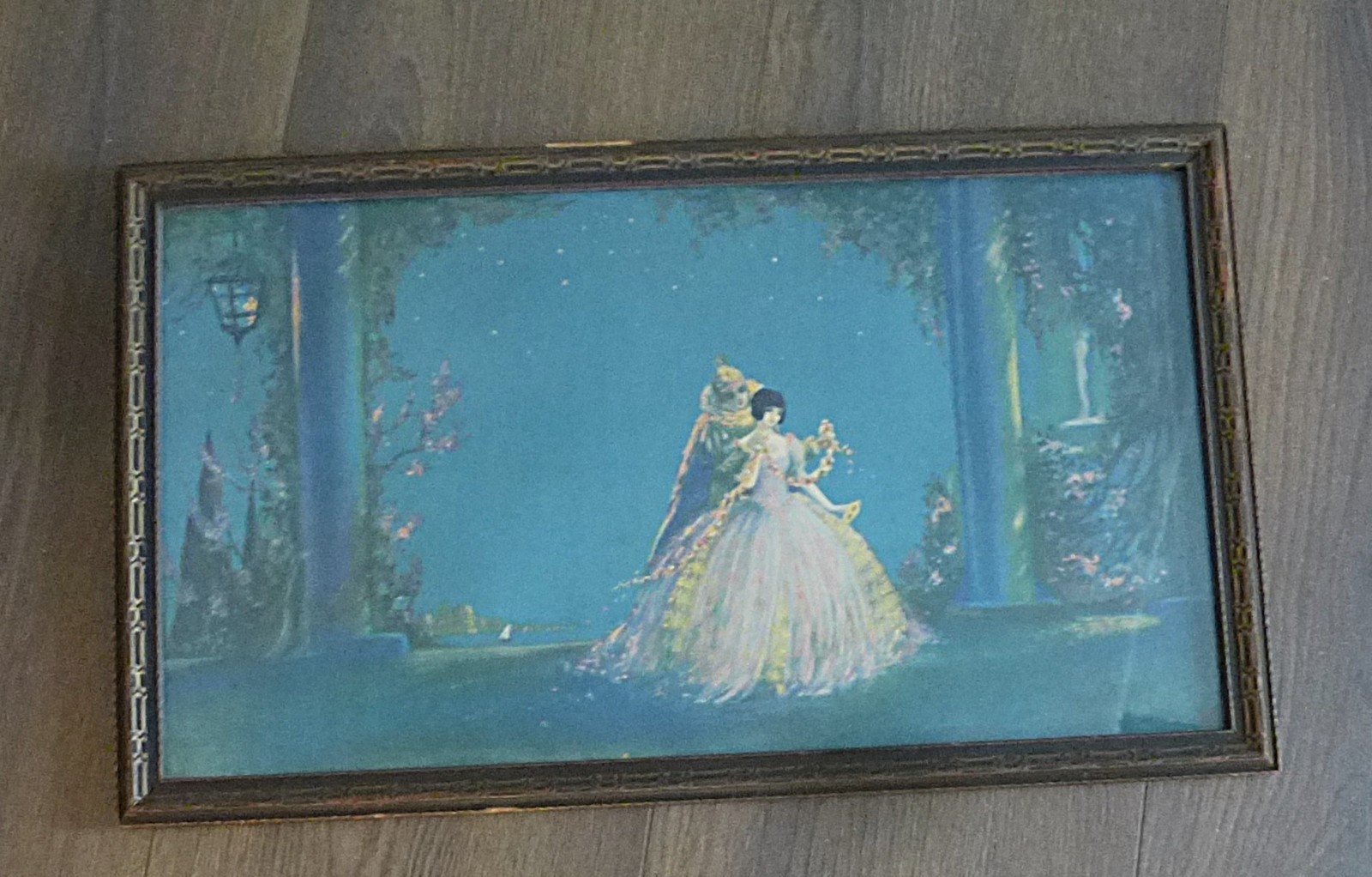 Antique Marygold Tsanya Lithograph The Love Garland Framed Marion Crowe Romantic