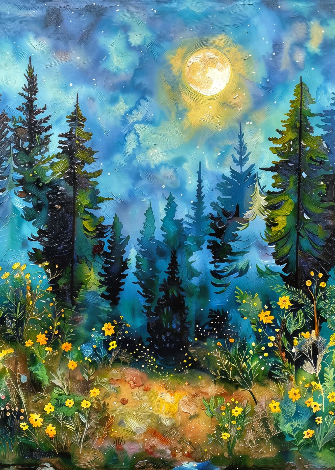 ACEO Artist Trading Card Landscape Art Print 2.5×3.5 ATC Mini Night Whispers