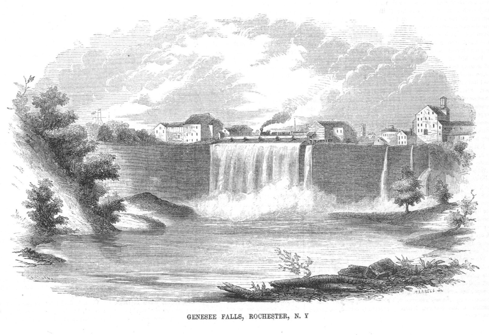 Scenes in Rochester, New York – (6 Vignettes) – 1855 Antique Print