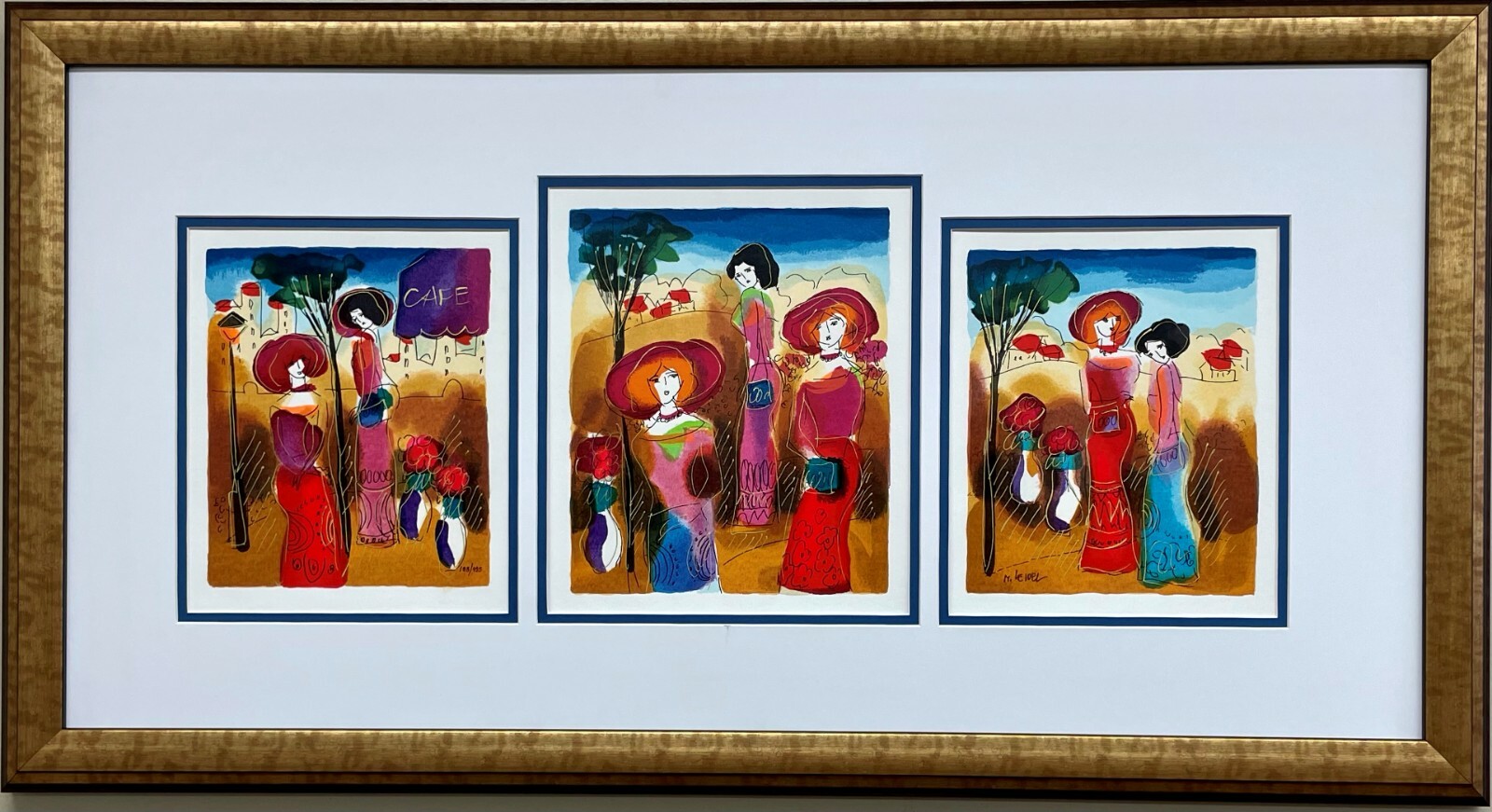 Moishe Leidner “High Society” Tryptic Signed Limited Edition Framed Art