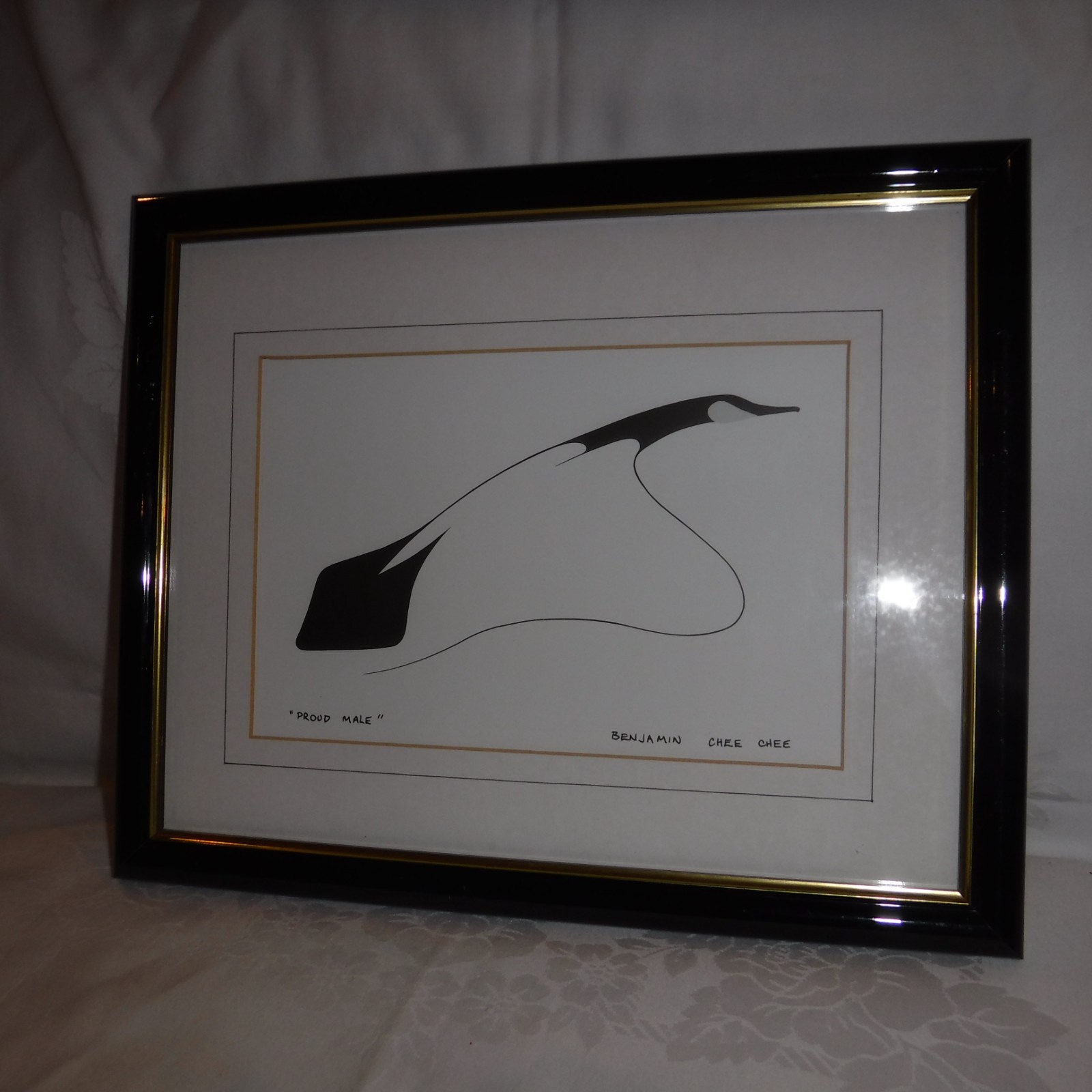 Benjamin Chee Chee Print ‘Proud Male’ Framed 33 x 27 cm Ojibwa Canada Artist