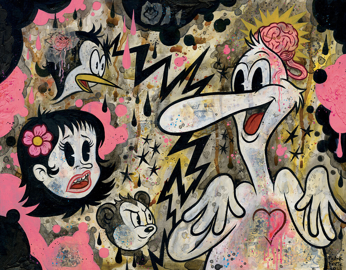 MOLLY BIRD TERROR 12×18″ signed print By Frank Forte Pop Surrealism Betty Boop