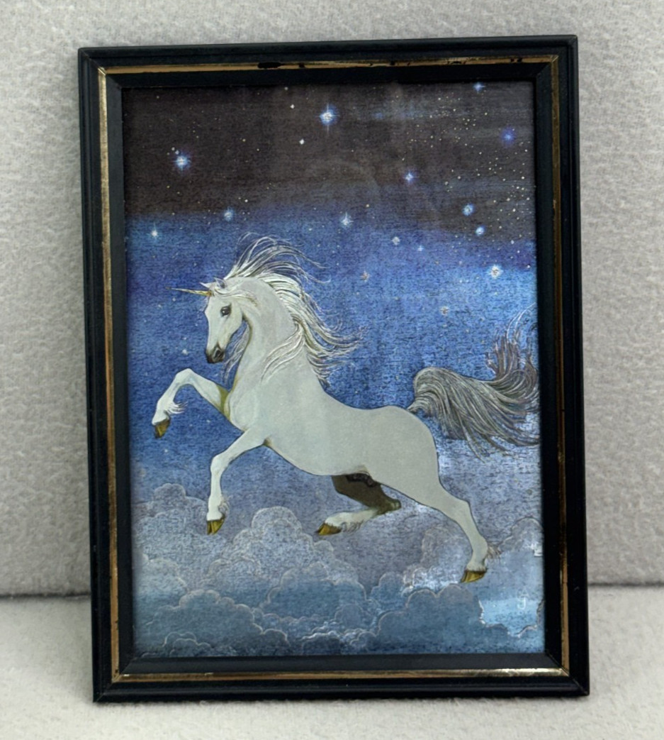 The Unicorn Anne Grahame Johnstone Dufex Foil Print Metallic Art 6×8 VTG