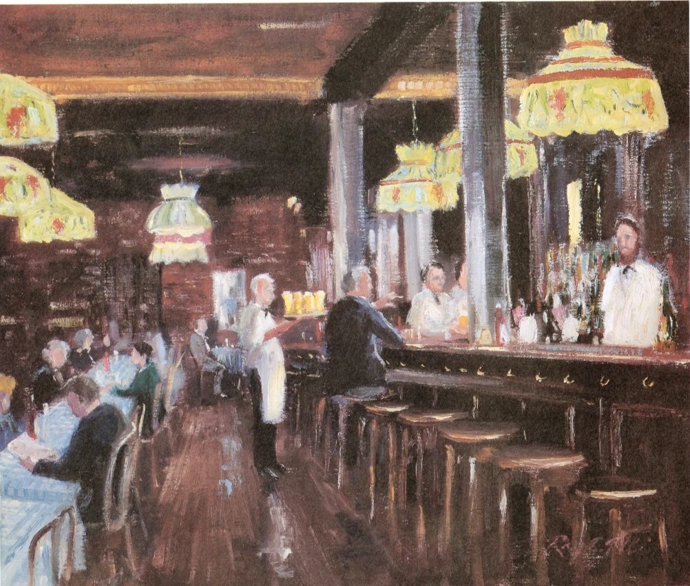 1983 Vintage Print Lunch at McGarveys Annapolis Maryland Coast Oil Paint Image