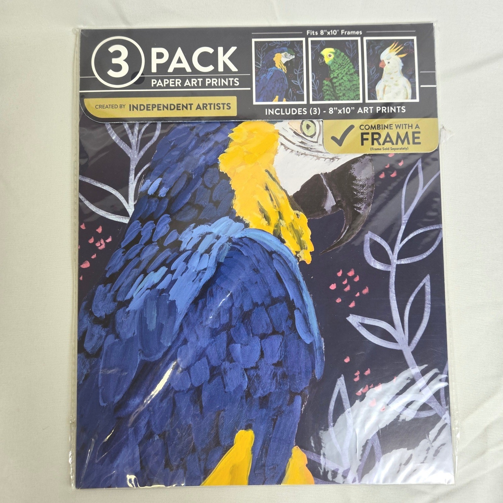 DesignOvation Tropical birds 3 Pack Paper Art Prints Unframed 8″ x 10″ New