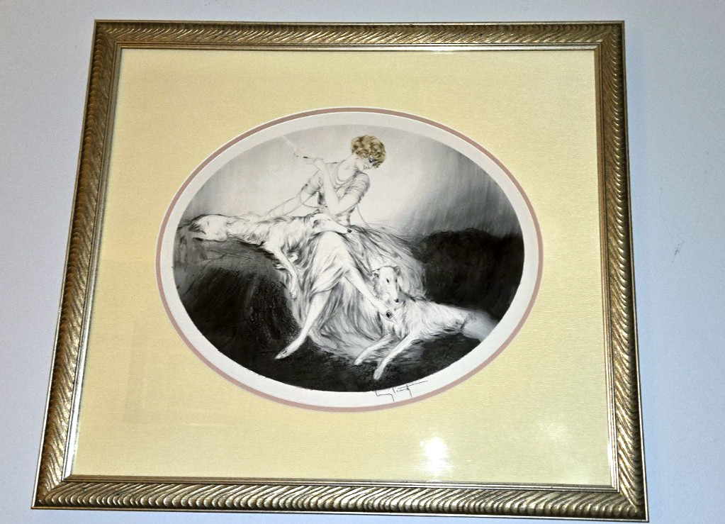 Louis Icart Artwork Print Watercolor Pen and Ink Pals C. 1931.