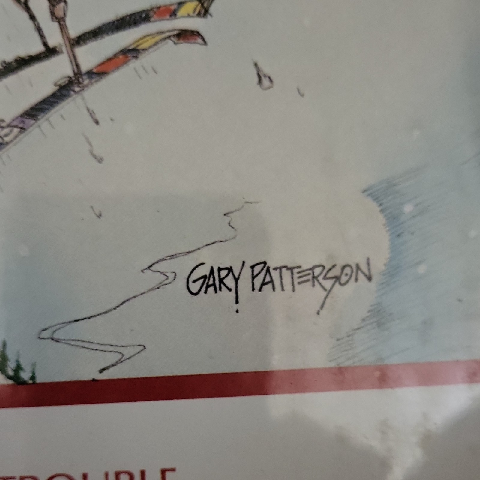 Gary Patterson Licensed Reprint Double Trouble Skiing Humor Cartoon
