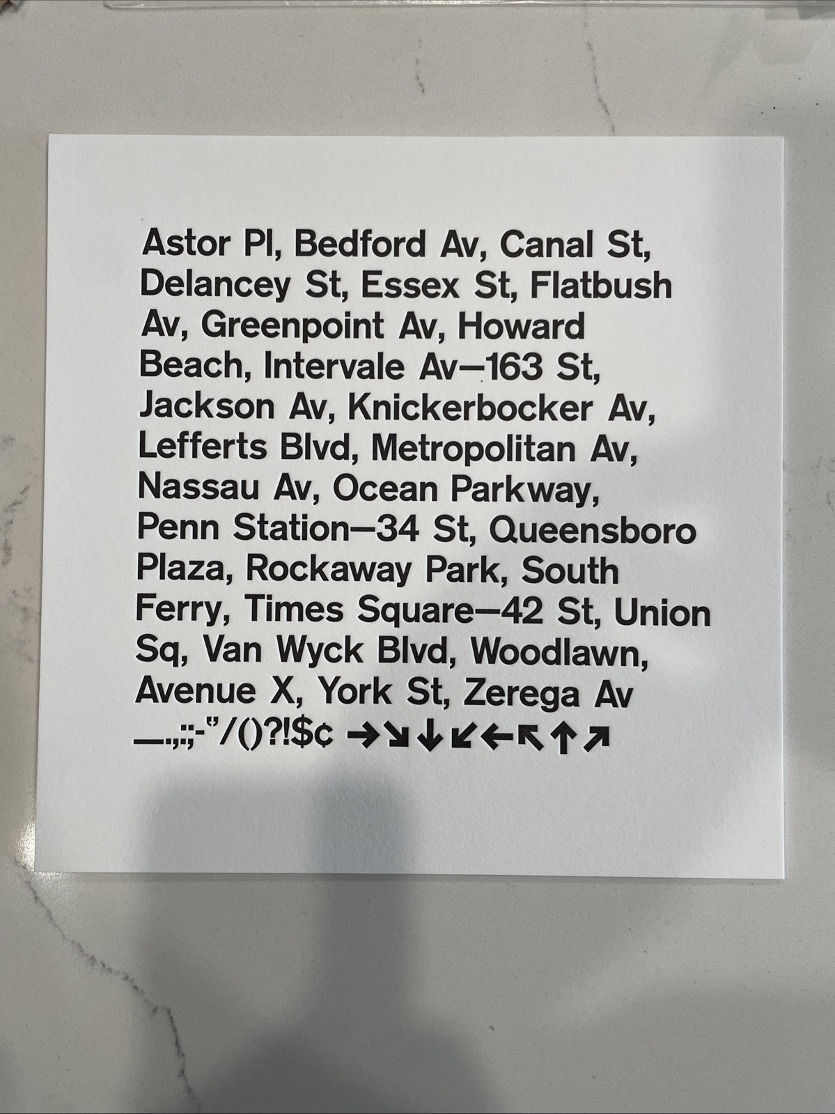NYCTA Standard Medium Specimen Sheet, 2014 by Nick Sherman [Limited Edition]