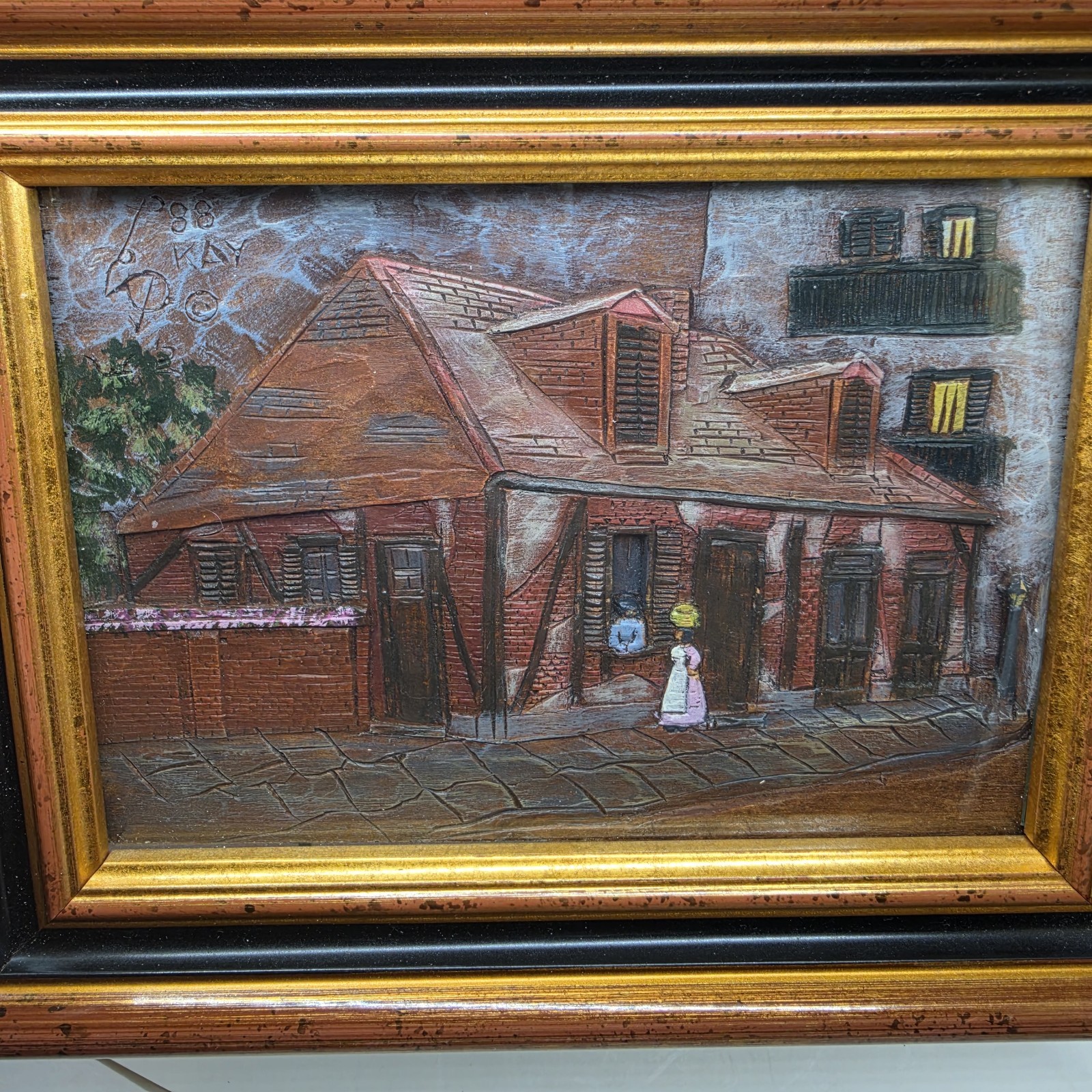Vintage WoodGraph Studio Tujagues Restaurant Framed Print Of Kay Glenn 9.25X7.25