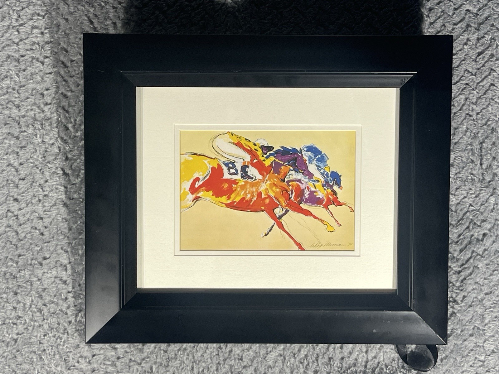 LeRoy Neiman “Into the Turn” Plate Signed Framed And Matted Horse Racing 🏇