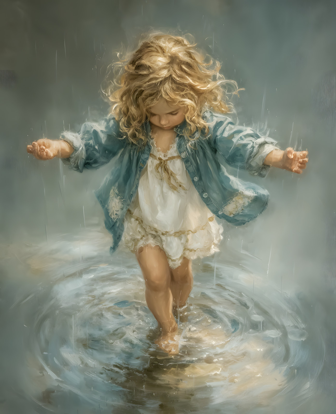 8×10 Little Girl in the Rain Art Print – 713234925