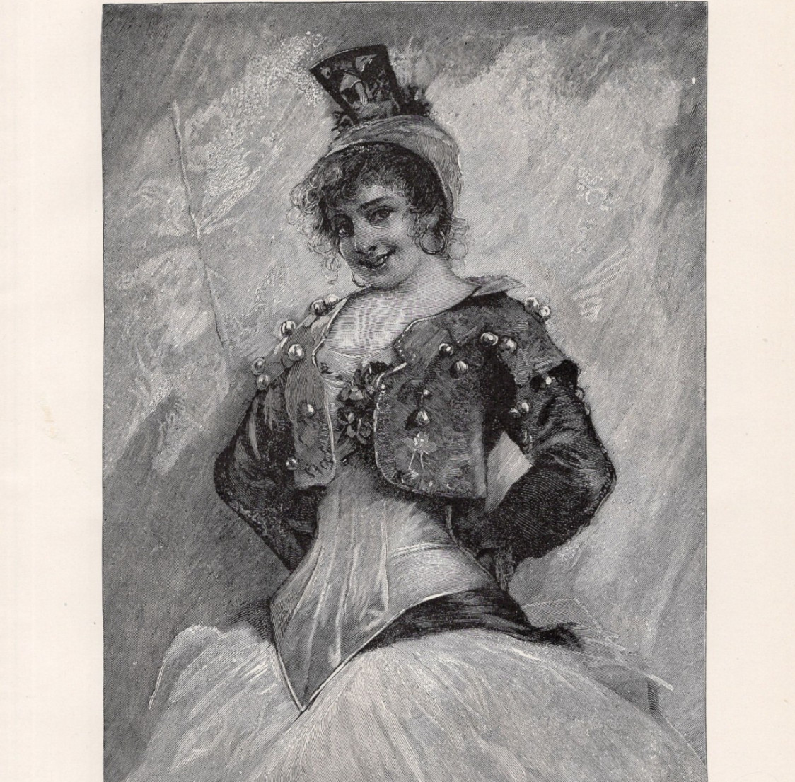 Carmen -Circus Girl Spanish Opera Heroine Portrait 1892 Antique Print