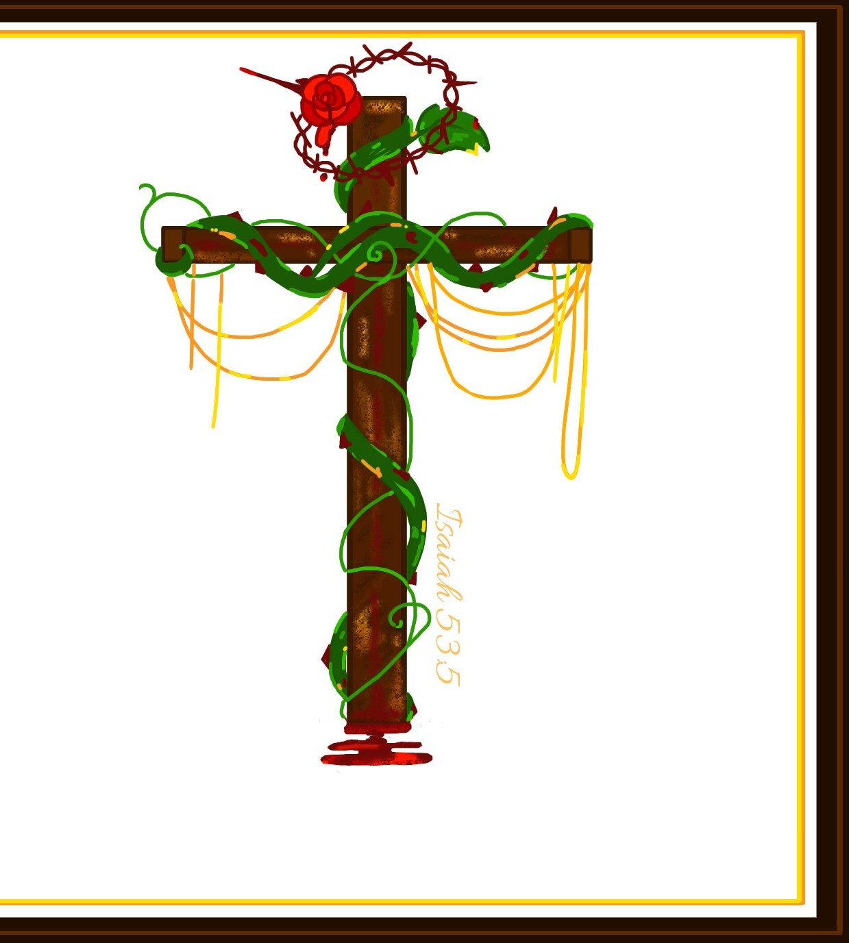 Digital Art Of A Rose Thorn Cross Christian Original