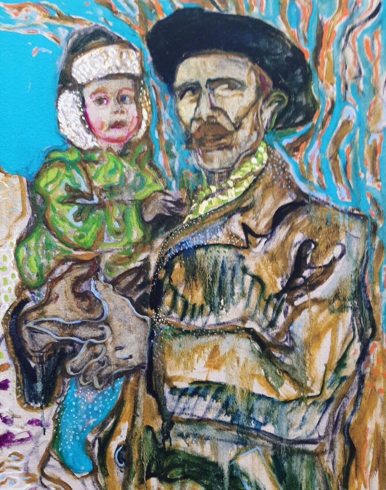 Billy Childish – Self Portrait With Daughter – rare AP edition 2/10 signed print