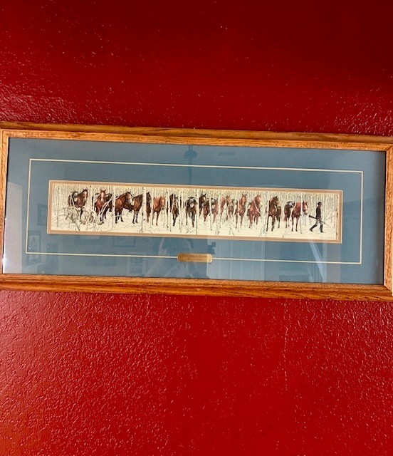 Bev Doolittle Two Indian Horses Matted Framed w/ Plaque VGC 36″ x 15″