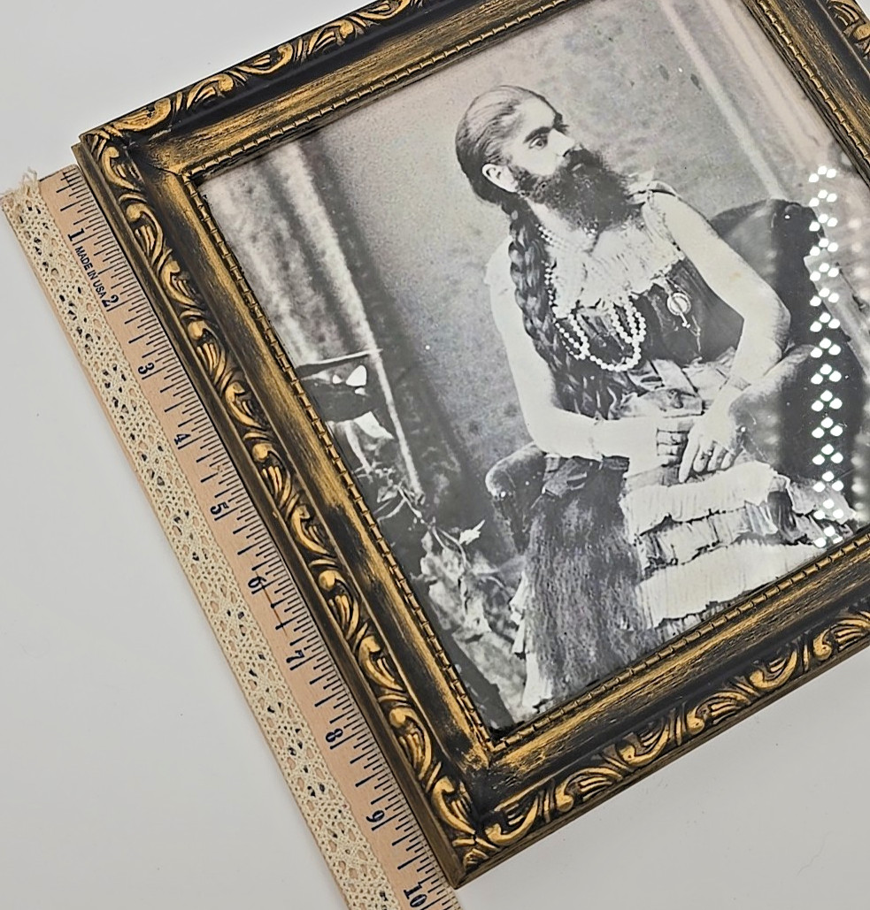 OOAK Framed Print Creepy Ephemera Human Oddities Annie Jones Bearded Lady 10″