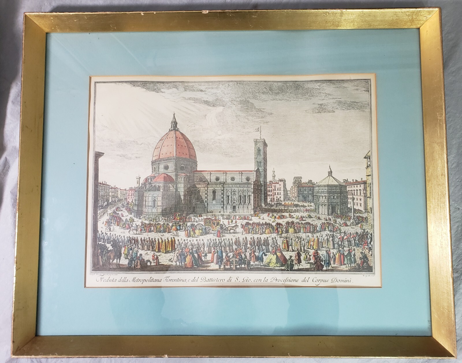 BERNARDO SGRILLI after Giuseppe Zocchi Antique Engraving Florentine Metro 1744