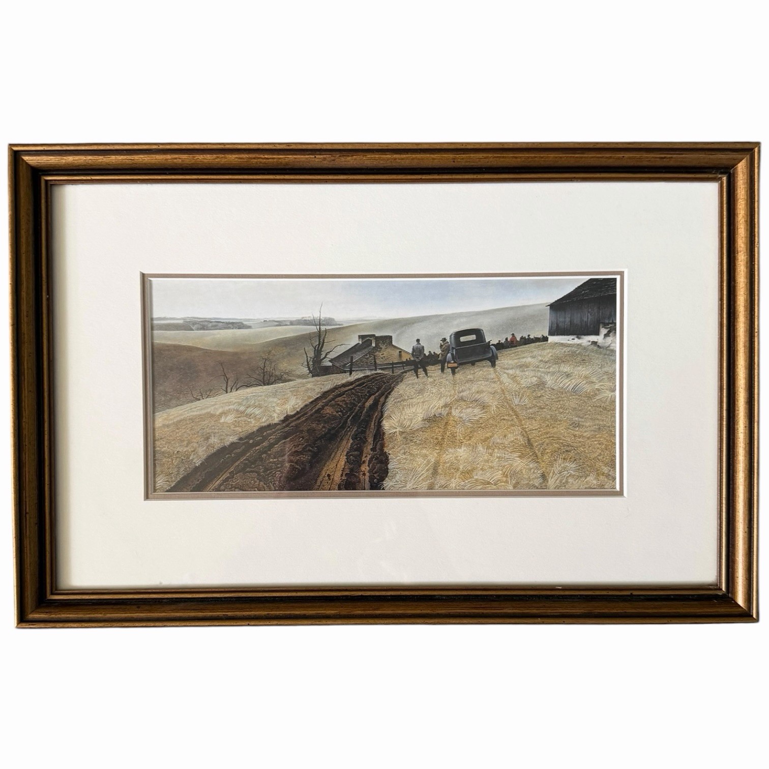 Andrew Wyeth Vintage Framed Print Lithograph Countryside Americans 14”x9”
